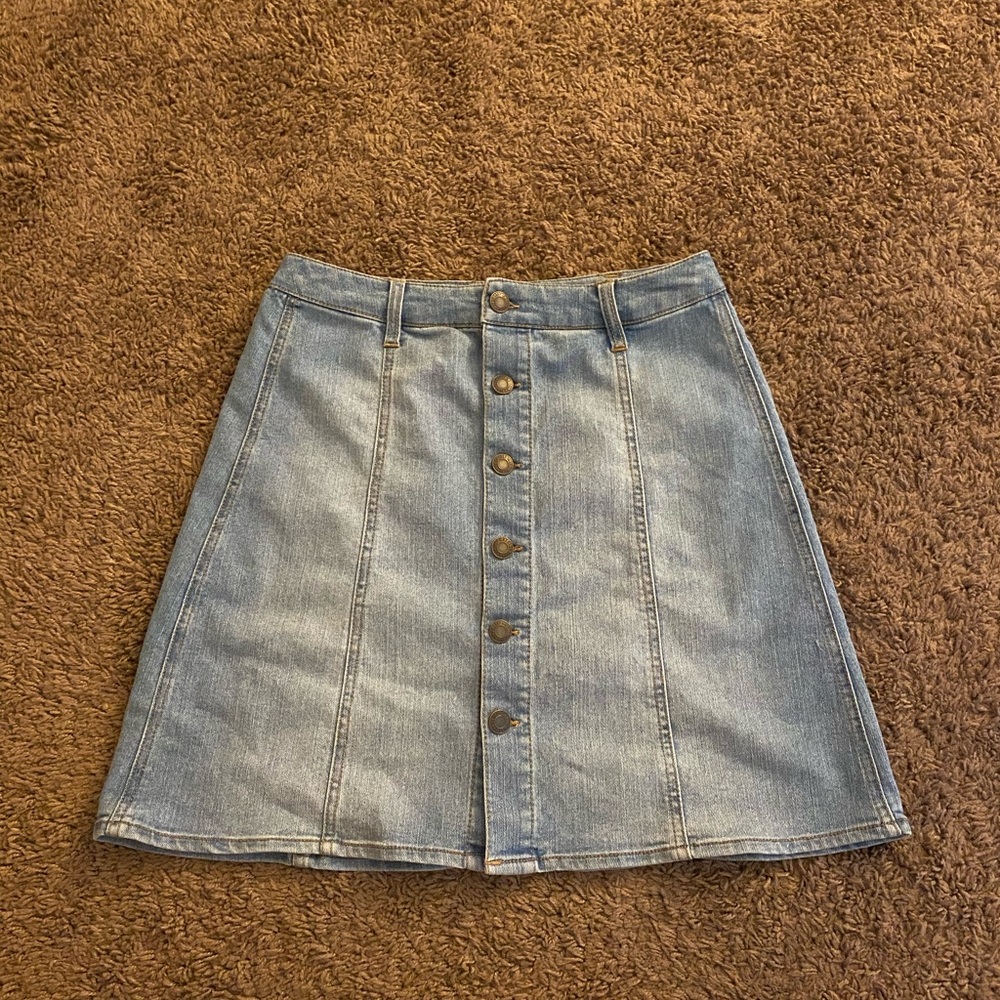 High waisted denim skirt